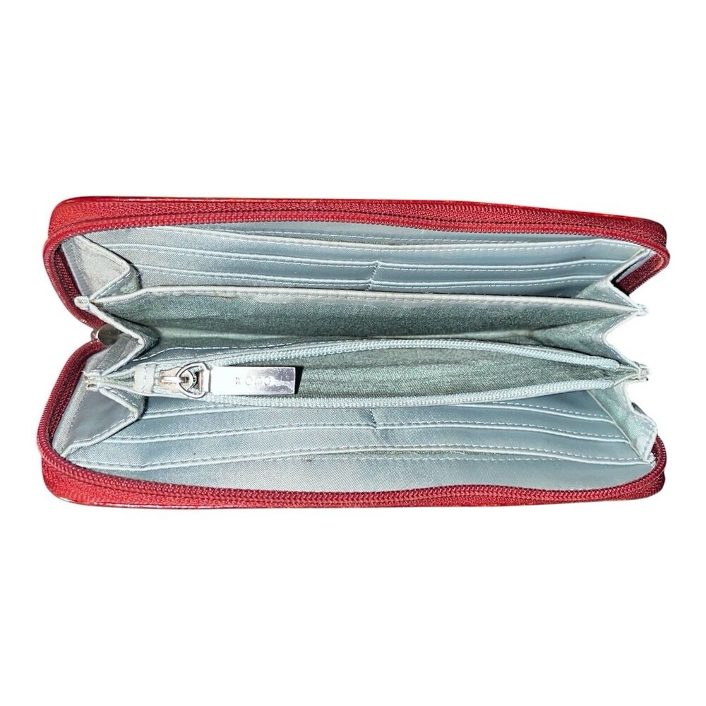 HOBO International Red Distressed Leather Zip Around Wallet Organizer Checkbook - Picture 4 of 5